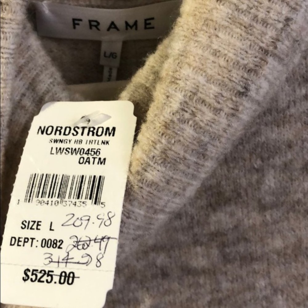 FRAME Denim Swingy Oatmeal Turtleneck Sweater L - Picture 7 of 9